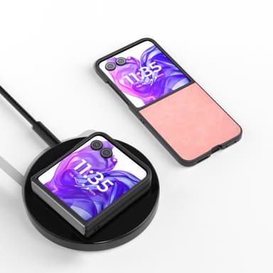 SKALO Motorola Razr 50 Ultra 5G ABEEL PU Nahka Fold Suojakuori - Pinkki