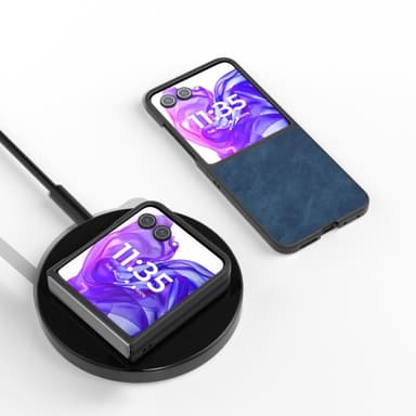 SKALO Motorola Razr 50 Ultra 5G ABEEL PU Nahka Fold Suojakuori - Sininen
