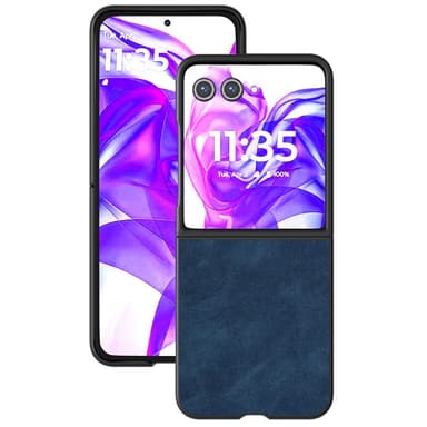 SKALO Motorola Razr 50 Ultra 5G ABEEL PU Nahka Fold Suojakuori - Sininen