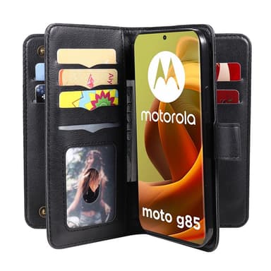 SKALO Motorola Moto G85 5G 10-lokeroa Lompakkokotelo - Musta