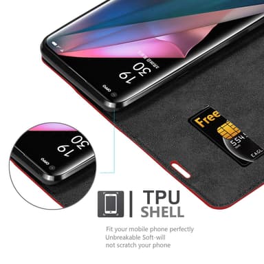 Oppo FIND X3 PRO Suojakuori Lompakkokotelo (Punainen)