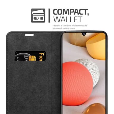 Samsung Galaxy A42 4G Suojakuori Lompakkokotelo (Musta)