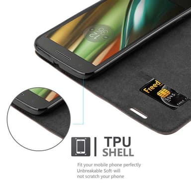 Motorola MOTO E3 Suojakuori Lompakkokotelo (Ruskea)