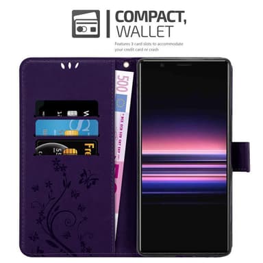 Sony Xperia 5 Suojakuori Lompakkokotelo (Violetti)