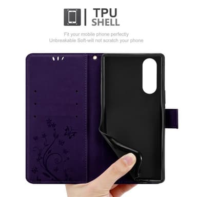Sony Xperia 5 Suojakuori Lompakkokotelo (Violetti)