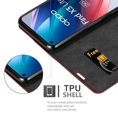 Oppo FIND X3 LITE Suojakuori Lompakkokotelo (Punainen)