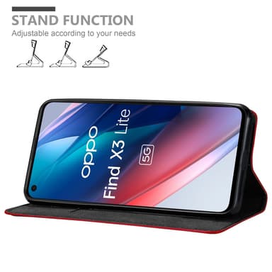 Oppo FIND X3 LITE Suojakuori Lompakkokotelo (Punainen)