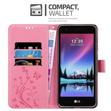 LG K4 2017 Suojakuori Lompakkokotelo (Vaaleanpunainen)
