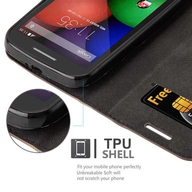 Motorola MOTO E1 Suojakuori Lompakkokotelo (Ruskea)