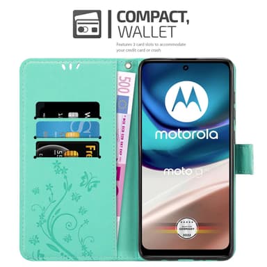Motorola MOTO G42 Suojakuori Lompakkokotelo (Turkoosi)