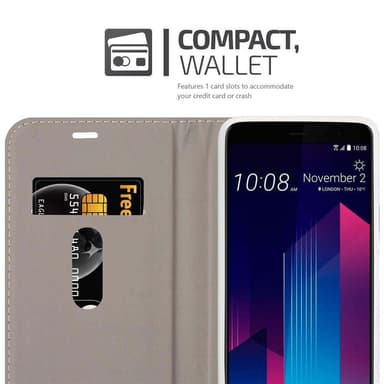 HTC U11 PLUS Suojakuori Lompakkokotelo (harmaa)