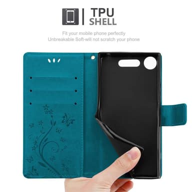 Sony Xperia XZ1 Suojakuori Lompakkokotelo (Sininen)