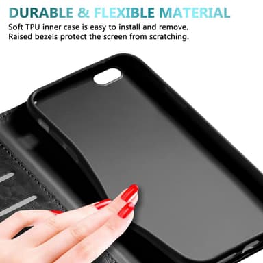 iPhone 6 / 6S Suojakuori Lompakkokotelo (Musta)