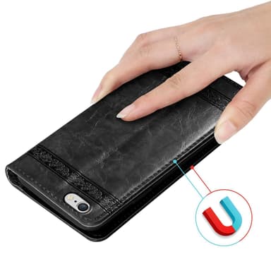 iPhone 6 / 6S Suojakuori Lompakkokotelo (Musta)