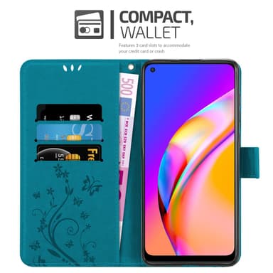 Oppo A94 5G Suojakuori Lompakkokotelo (Sininen)