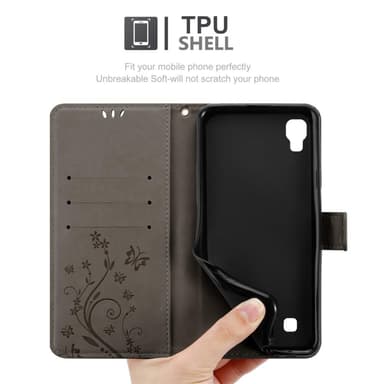 LG X POWER Suojakuori Lompakkokotelo (harmaa)