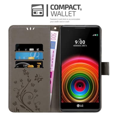 LG X POWER Suojakuori Lompakkokotelo (harmaa)