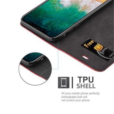 iPhone X / XS Suojakuori Lompakkokotelo (Punainen)