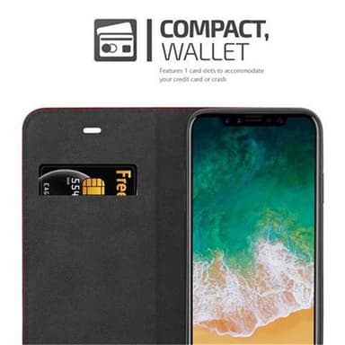 iPhone X / XS Suojakuori Lompakkokotelo (Punainen)
