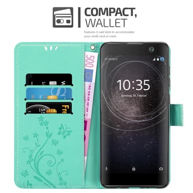 Sony Xperia XA2 Suojakuori Lompakkokotelo (Turkoosi)