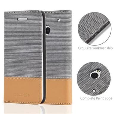 HTC ONE M7 Suojakuori Lompakkokotelo (harmaa)