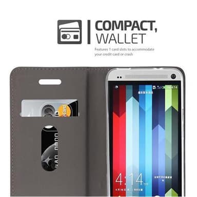 HTC ONE M7 Suojakuori Lompakkokotelo (harmaa)