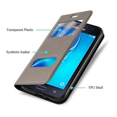 Lompakkokotelo Samsung Galaxy J1 2016 Case (Ruskea)