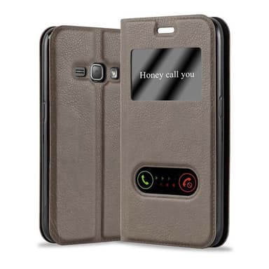 Lompakkokotelo Samsung Galaxy J1 2016 Case (Ruskea)