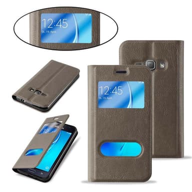 Lompakkokotelo Samsung Galaxy J1 2016 Case (Ruskea)