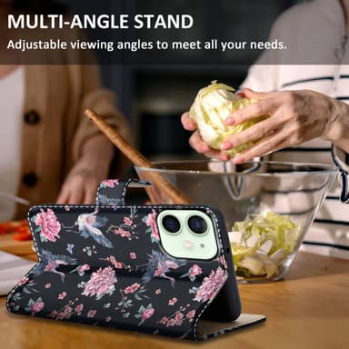 iPhone 12 MINI Suojakuori Lompakkokotelo (Musta)