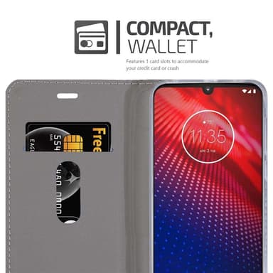 Motorola MOTO Z4 Suojakuori Lompakkokotelo (harmaa)