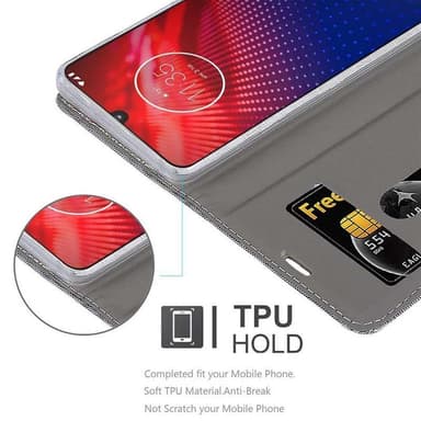 Motorola MOTO Z4 Suojakuori Lompakkokotelo (harmaa)