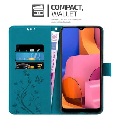 Samsung Galaxy A20s Suojakuori Lompakkokotelo (Sininen)