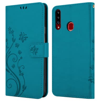 Samsung Galaxy A20s Suojakuori Lompakkokotelo (Sininen)