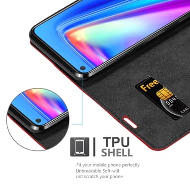Realme 7 4G Suojakuori Lompakkokotelo (Punainen)