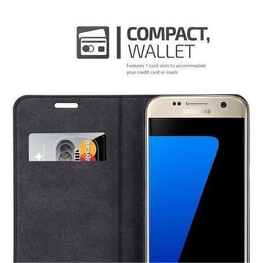 Samsung Galaxy S7 Suojakuori Lompakkokotelo (Musta)