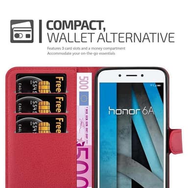 Honor 6A Suojakuori Lompakkokotelo (Punainen)