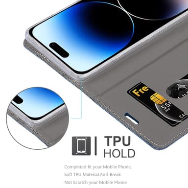 iPhone 14 PRO Suojakuori Lompakkokotelo (Sininen)