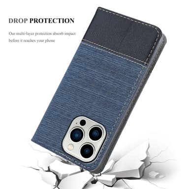 iPhone 14 PRO Suojakuori Lompakkokotelo (Sininen)