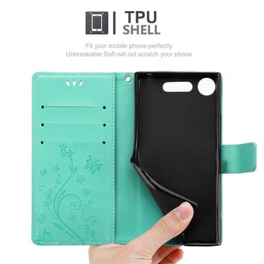 Sony Xperia XZ1 Suojakuori Lompakkokotelo (Turkoosi)
