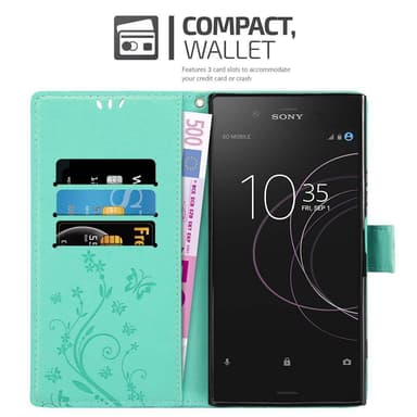 Sony Xperia XZ1 Suojakuori Lompakkokotelo (Turkoosi)
