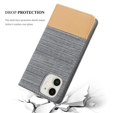 iPhone 12 MINI Suojakuori Lompakkokotelo (harmaa)