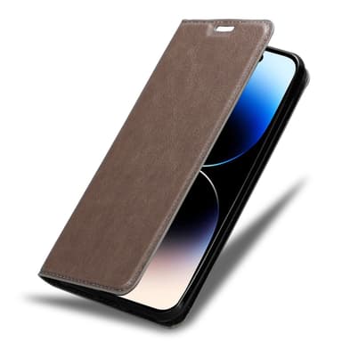 iPhone 14 PRO Suojakuori Lompakkokotelo (Ruskea)