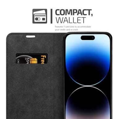 iPhone 14 PRO MAX Suojakuori Lompakkokotelo (Ruskea)