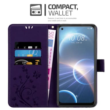 HTC Desire 22 PRO Suojakuori Lompakkokotelo (Violetti)