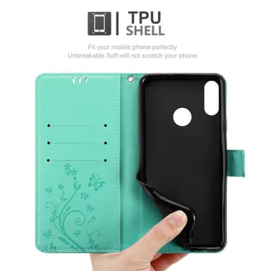 Huawei Y9 2019 Suojakuori Lompakkokotelo (Turkoosi)