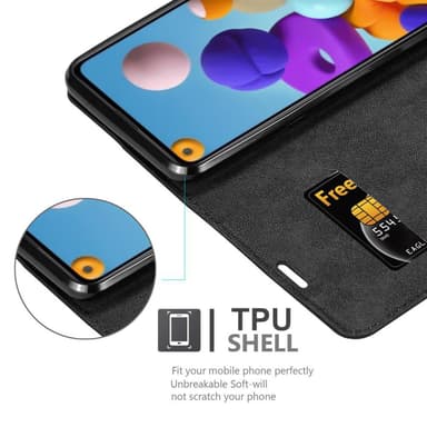 Samsung Galaxy A21 Suojakuori Lompakkokotelo (Musta)