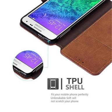 Samsung Galaxy ALPHA Suojakuori Lompakkokotelo (Ruskea)