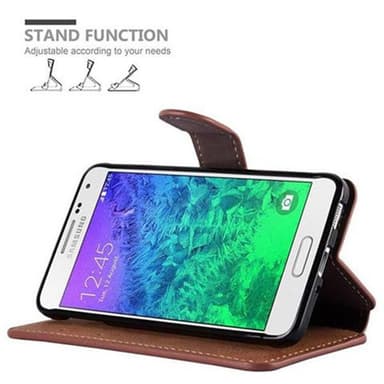 Samsung Galaxy ALPHA Suojakuori Lompakkokotelo (Ruskea)