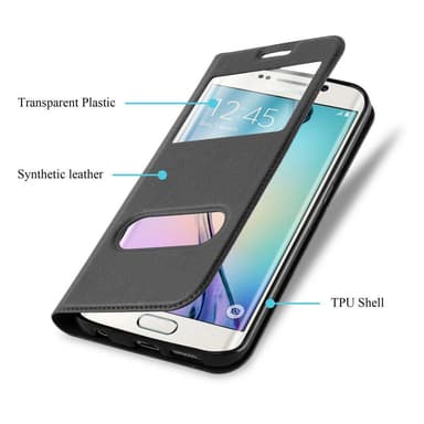 Lompakkokotelo Samsung Galaxy S6 EDGE PLUS Case (Musta)